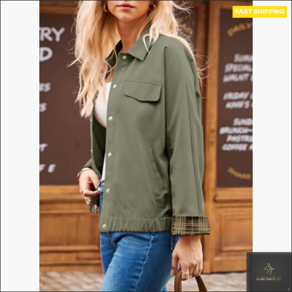 Oversized Snap Button Casual Jacket With Color Bl… - image 5